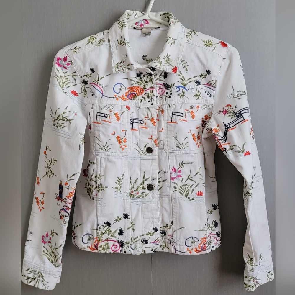 Conrad C Petite White Embroidered Jacket Sz 4